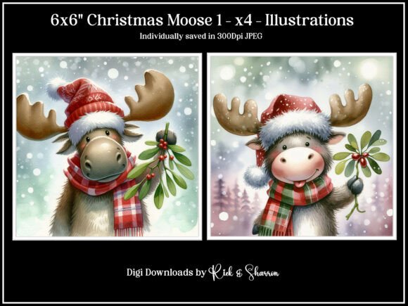 6x6 Christmas Moose 1-4 - JPEG Illustrations Review