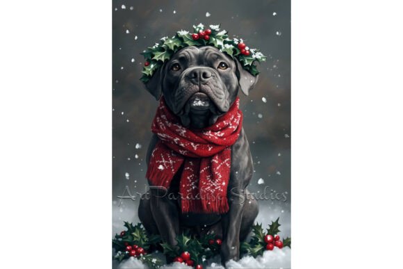 Christmas Cane Corso Dog Snow Wall Art & Illustrations