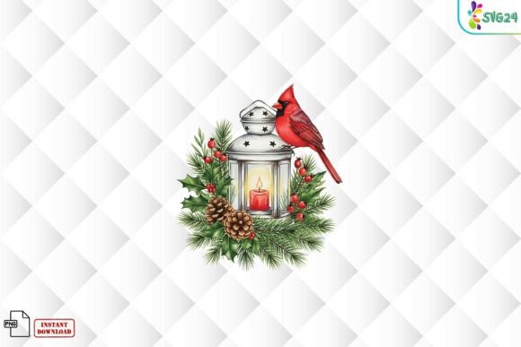 Christmas Cardinal Lantern PNG: Festive Illustrations