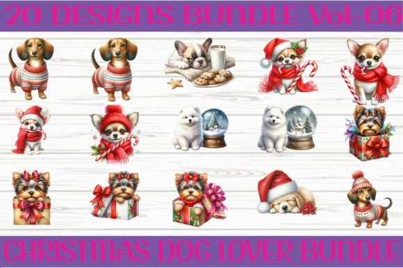 Christmas Dog Lovers Clipart PNG Illustrations
