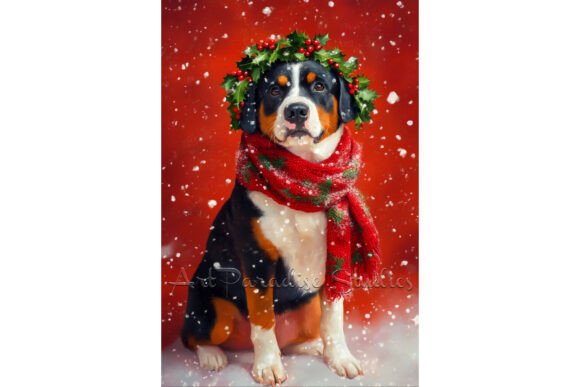 Christmas Greater Swiss Mountain Dog Art: Illustrations