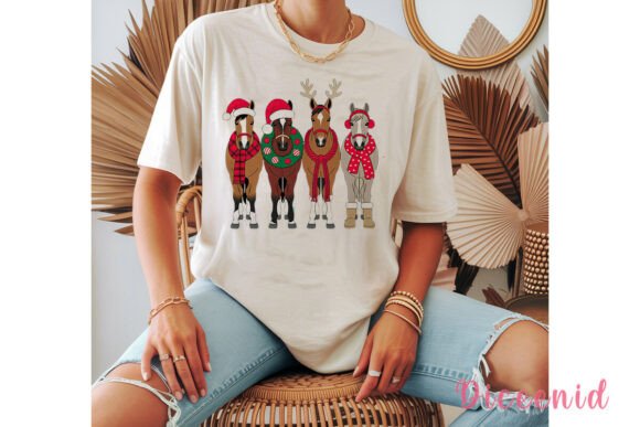 Christmas Horses Sublimation Design: Illustrations