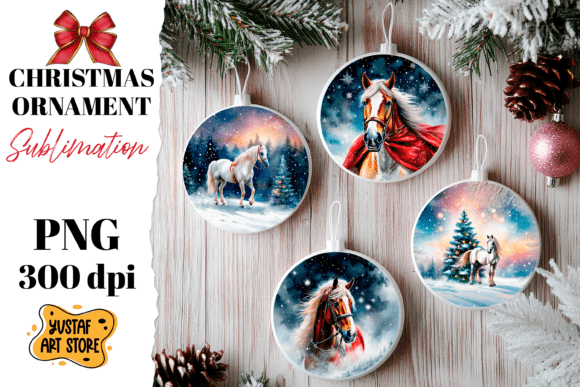 Christmas Ornament Horse Sublimation: Premium Illustrations