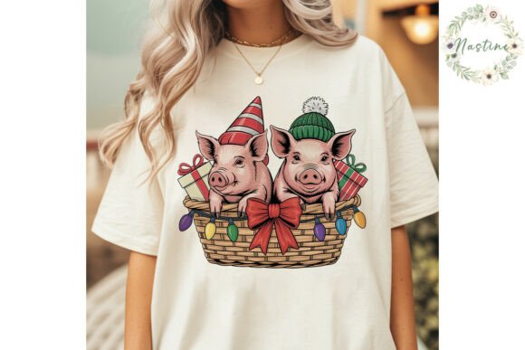 Christmas Pigs Basket Tumbler Illustrations Review
