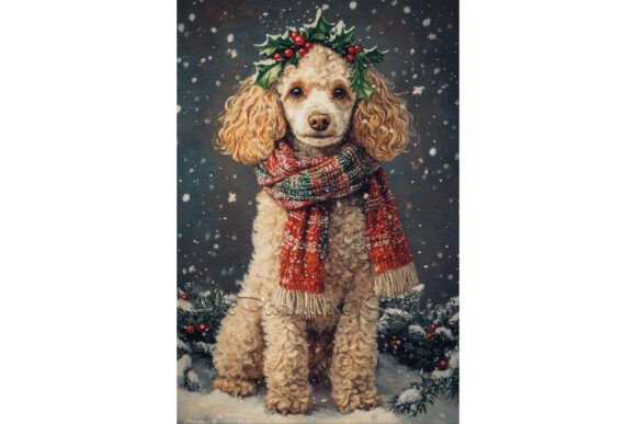 Christmas Poodle Snow Art: Illustrations for Branding