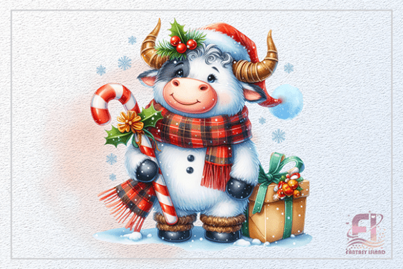 Cute Cow Christmas Clipart for Festive Illustrations