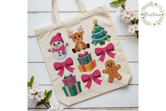 Cute Pink Christmas Clipart PNG Illustrations