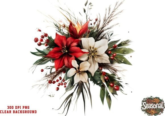 Green Pine Christmas Bouquet PNG: Festive Illustrations
