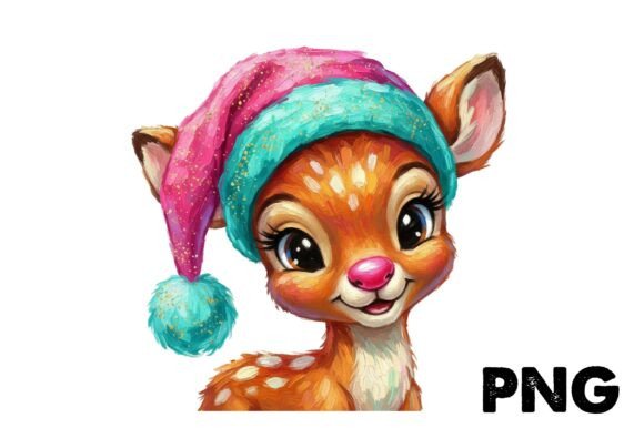 Hand-Painted Reindeer Christmas Png & Illustrations