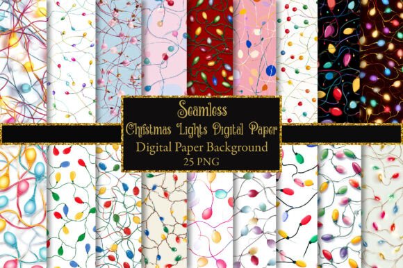 Messy Christmas Lights Digital Paper: Illustrations Review