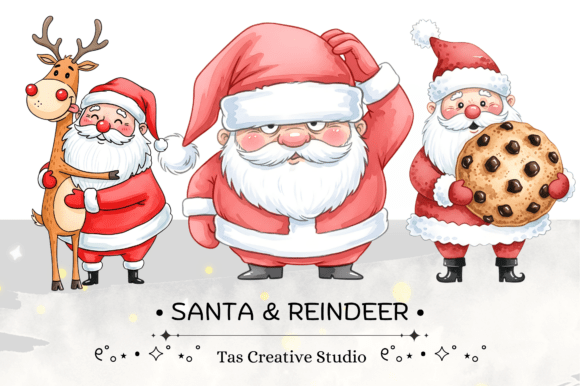 Quirky Santa & Reindeer Illustrations