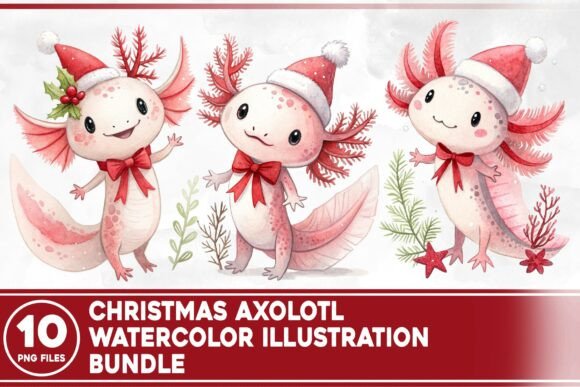 Review: Christmas Axolotl Watercolor Bundle for Embroidery