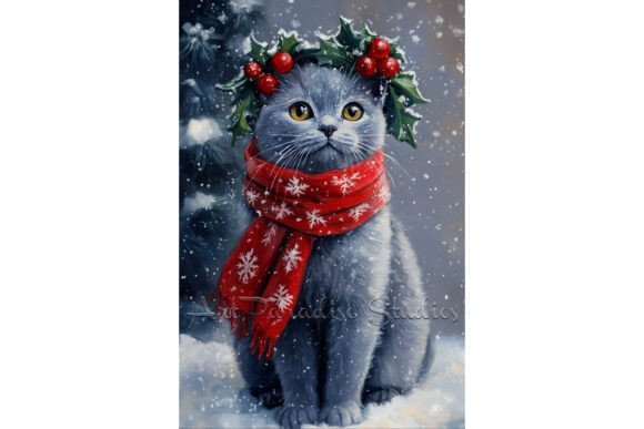 Review: Christmas Russian Blue Cat Illustrations