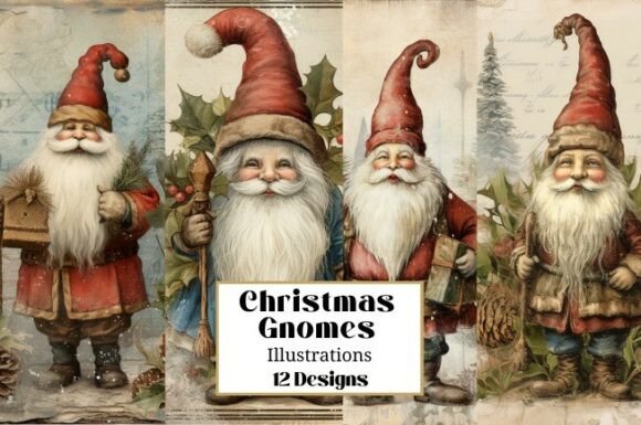 Reviewing 12 Christmas Gnome ELF Illustrations