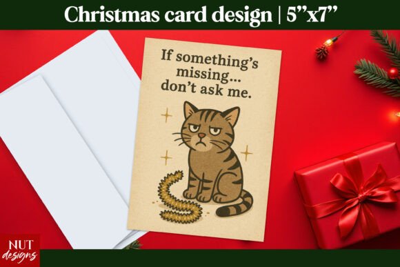 Vintage Christmas Cards Funny Cat Illustrations