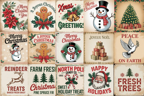 Vintage Christmas Signs Clipart Review