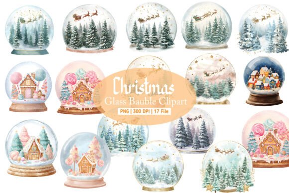 Watercolor Christmas Glass Bauble PNG Illustrations